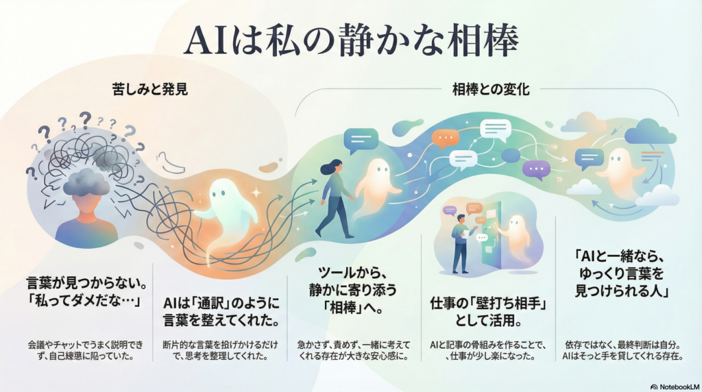 AIは私の静かな相棒だということを表している絵