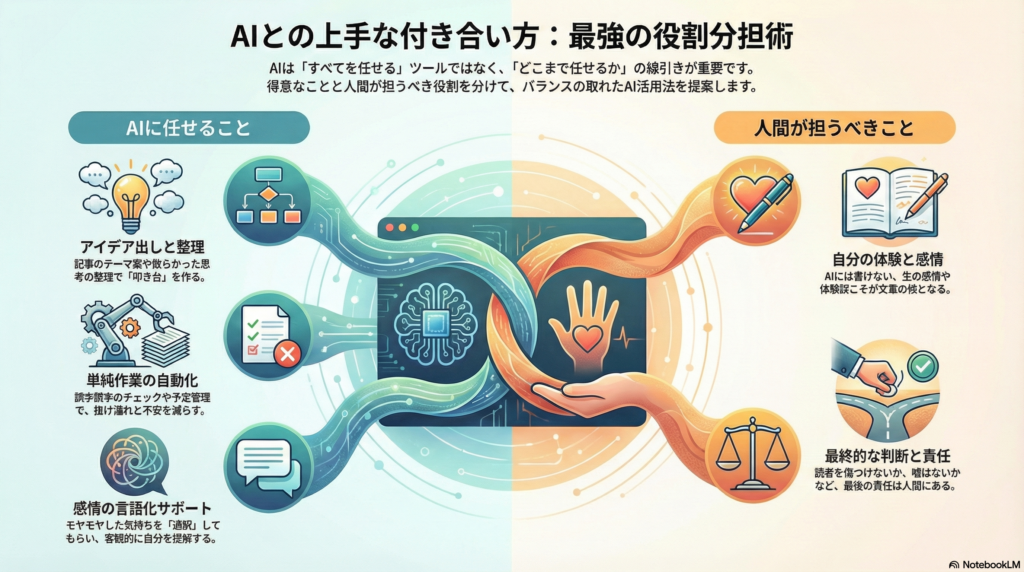 今私がAIに任せている部分について表した絵