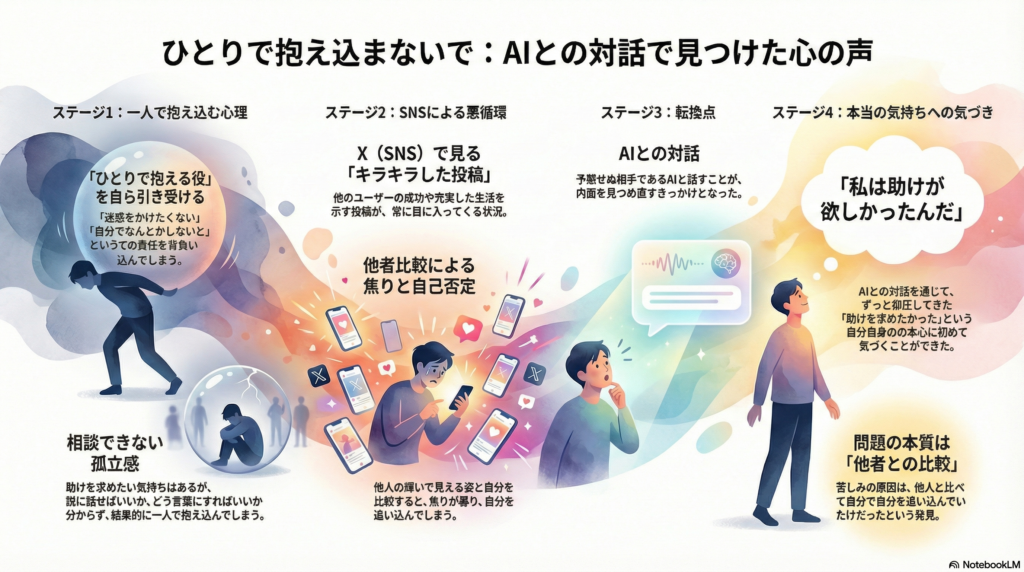 人に言えないことをAIに語る構図