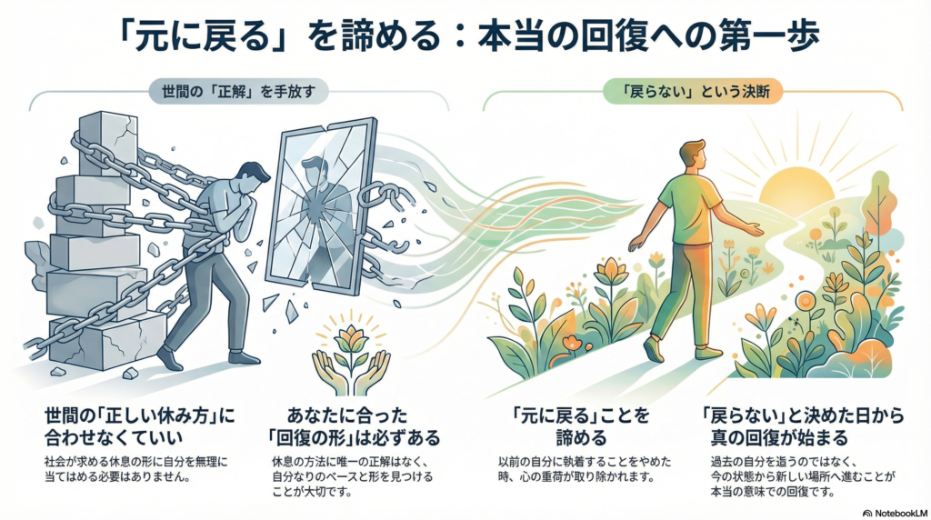 本当の回復に関してあらわしたイラスト