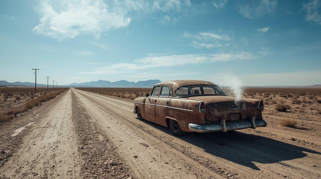 ガス欠の車の画像